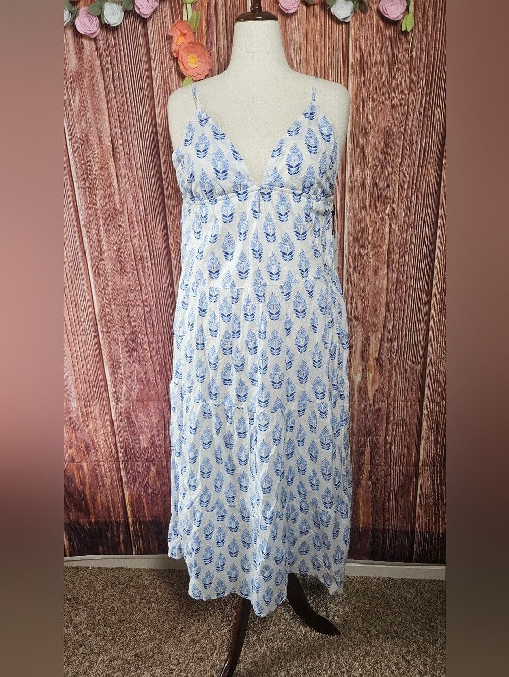 NWT Japna Cotton Tie Back Midi Dress Size L